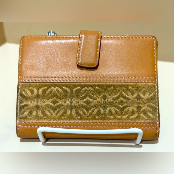 Loewe Handbags - Loewe Anagram Suede and Calfskin Leather Wallet
